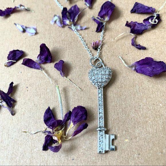 lovely star Jewelry - New Heart Key Crystal Sterling Pendant Necklace